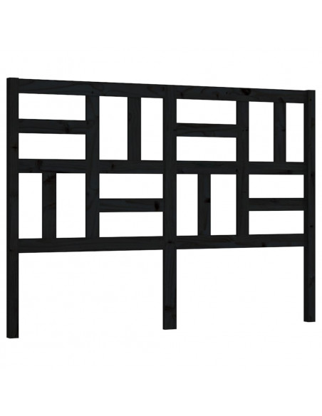 Testiera per Letto Nera 126x4x104 cm in Legno Massello di Pino