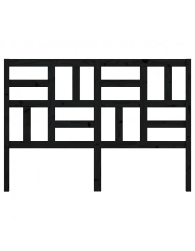 Testiera per Letto Nera 126x4x104 cm in Legno Massello di Pino