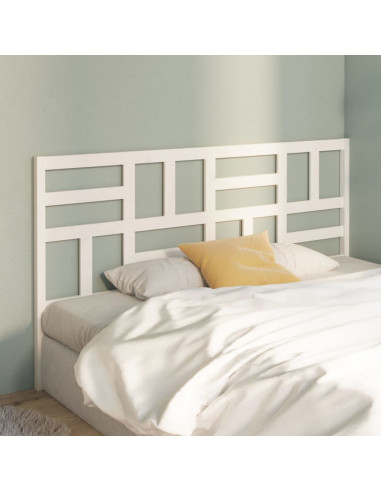 Testiera per Letto Bianca 206x4x104 cm Legno Massello di Pino