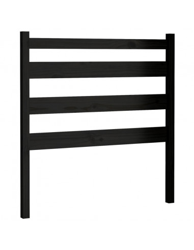Testiera per Letto Nera 81x4x100 cm in Legno Massello di Pino