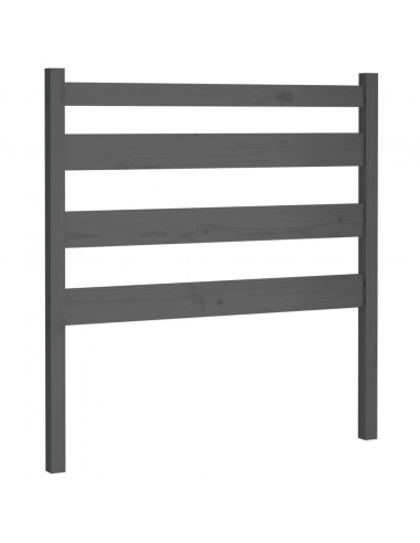 Testiera per Letto Grigia 96x4x100 cm in Legno Massello di Pino