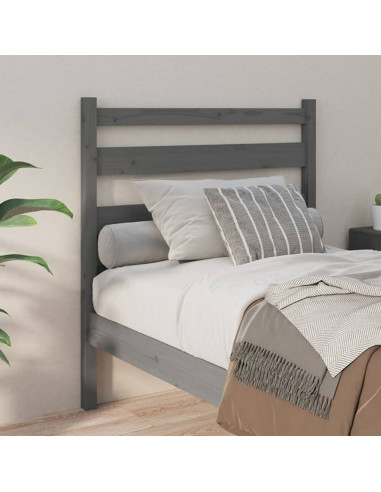 Testiera per Letto Grigia 96x4x100 cm in Legno Massello di Pino