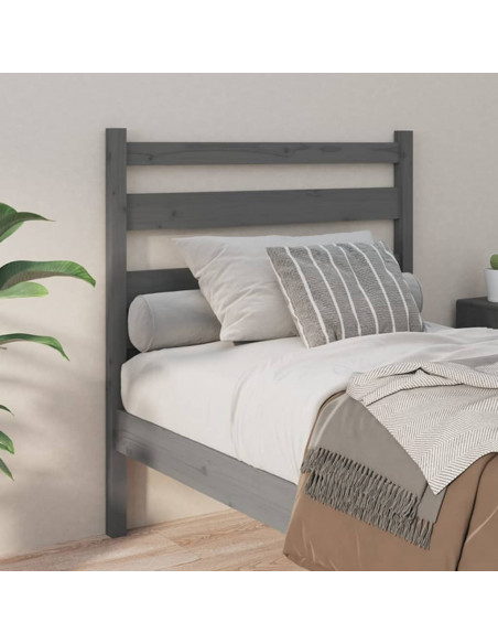 Testiera per Letto Grigia 96x4x100 cm in Legno Massello di Pino