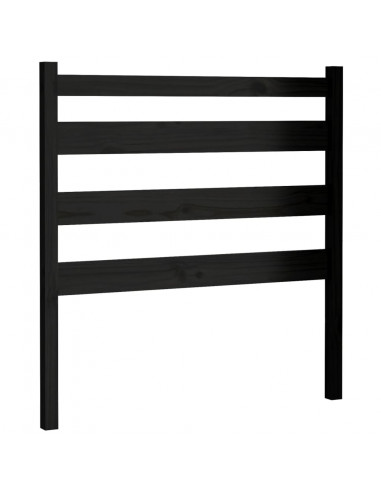Testiera per Letto Nera 96x4x100 cm in Legno Massello di Pino