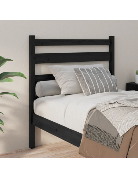 Testiera per Letto Nera 96x4x100 cm in Legno Massello di Pino
