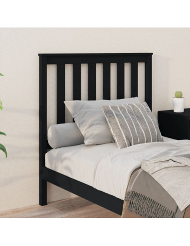 Testiera per Letto Nera 96x6x101 cm in Legno Massello di Pino