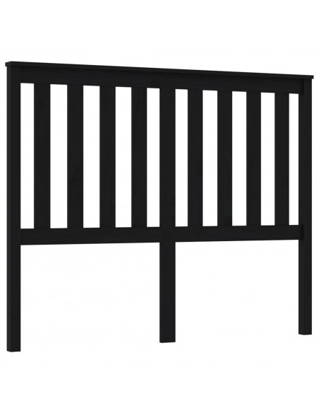 Testiera per Letto Nera 126x6x101 cm in Legno Massello di Pino