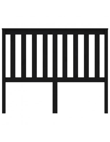 Testiera per Letto Nera 126x6x101 cm in Legno Massello di Pino