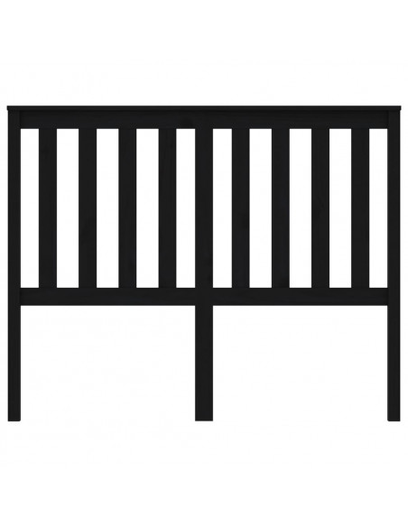 Testiera per Letto Nera 126x6x101 cm in Legno Massello di Pino