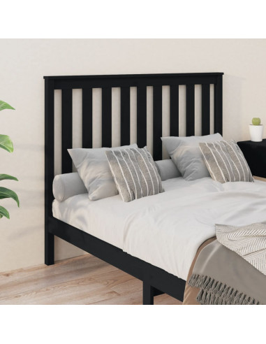 Testiera per Letto Nera 126x6x101 cm in Legno Massello di Pino