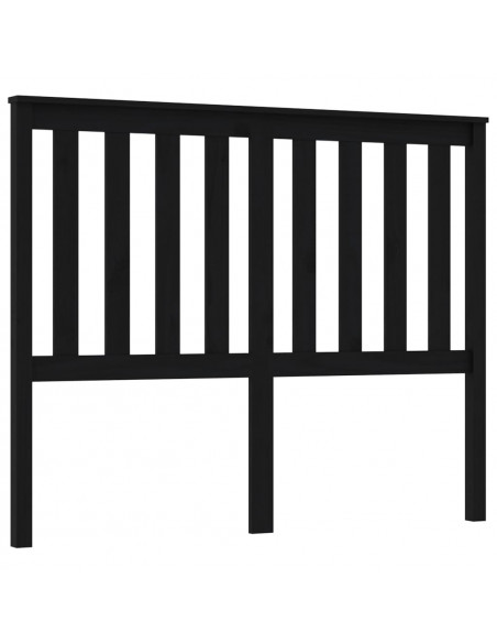 Testiera per Letto Nera 146x6x101 cm in Legno Massello di Pino