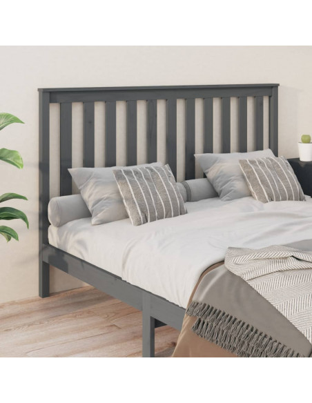 Testiera per Letto Grigia 166x6x101cm in Legno Massello di Pino