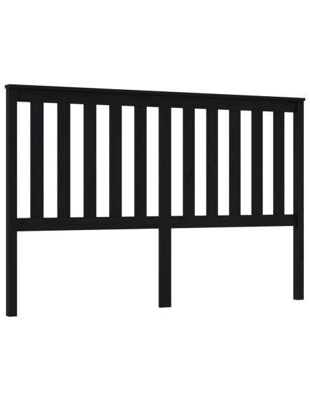 Testiera per Letto Nera 166x6x101 cm in Legno Massello di Pino