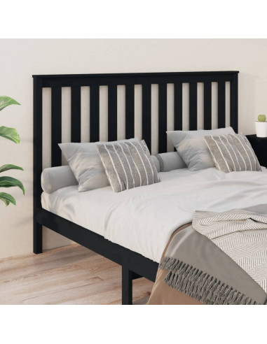 Testiera per Letto Nera 166x6x101 cm in Legno Massello di Pino