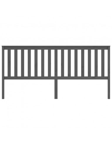 Testiera per Letto Grigia 206x6x101cm in Legno Massello di Pino