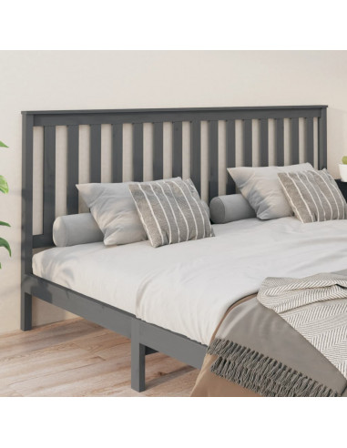 Testiera per Letto Grigia 206x6x101cm in Legno Massello di Pino