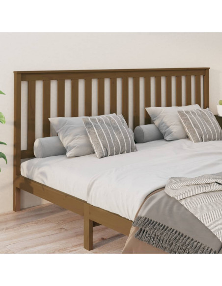 Testiera per Letto Miele 206x6x101 cm in Legno Massello di Pino