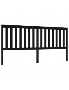 Testiera per Letto Nera 206x6x101 cm in Legno Massello di Pino 2