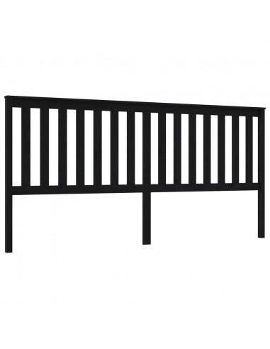 Testiera per Letto Nera 206x6x101 cm in Legno Massello di Pino