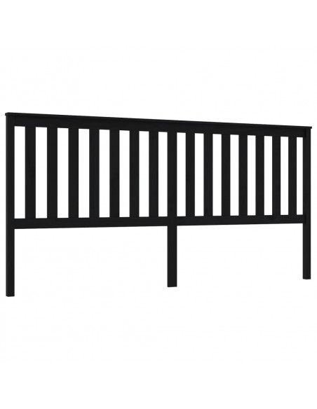 Testiera per Letto Nera 206x6x101 cm in Legno Massello di Pino