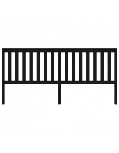 Testiera per Letto Nera 206x6x101 cm in Legno Massello di Pino