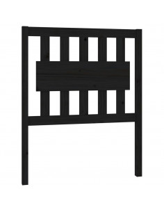 Testiera per Letto Nera 80,5x4x100 cm in Legno Massello di Pino 2