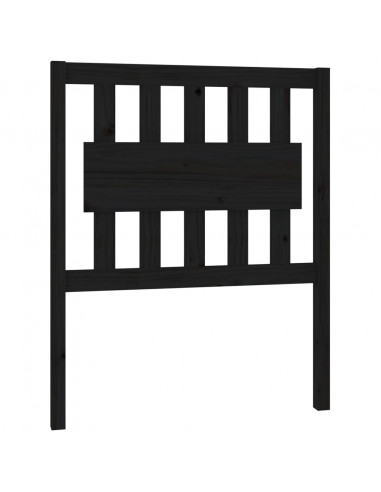 Testiera per Letto Nera 80,5x4x100 cm in Legno Massello di Pino