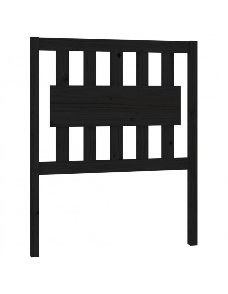 Testiera per Letto Nera 80,5x4x100 cm in Legno Massello di Pino