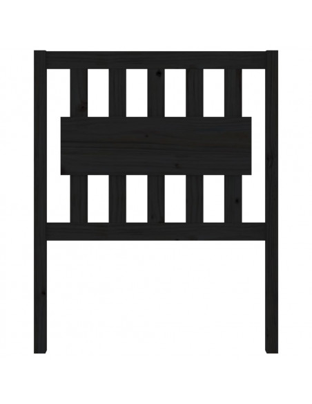 Testiera per Letto Nera 80,5x4x100 cm in Legno Massello di Pino
