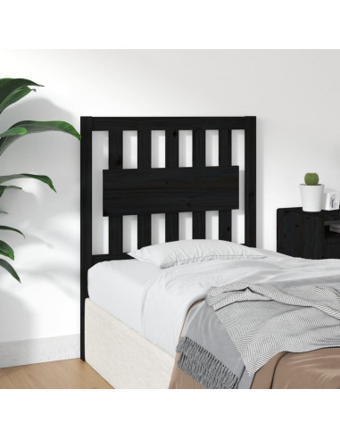 Testiera per Letto Nera 80,5x4x100 cm in Legno Massello di Pino