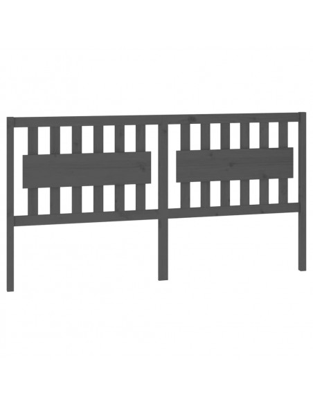 Testiera per Letto Grigia 185,5x4x100 cm Legno Massello di Pino
