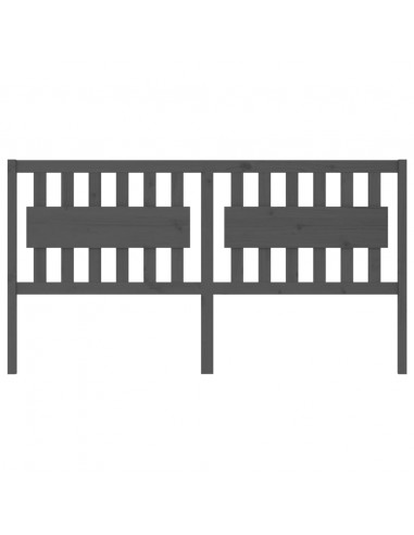 Testiera per Letto Grigia 185,5x4x100 cm Legno Massello di Pino