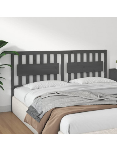 Testiera per Letto Grigia 185,5x4x100 cm Legno Massello di Pino