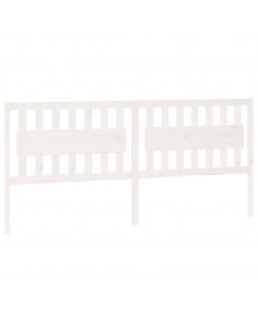 Testiera per Letto Bianca 205,5x4x100 cm Legno Massello di Pino 2