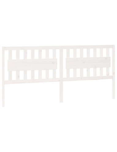 Testiera per Letto Bianca 205,5x4x100 cm Legno Massello di Pino
