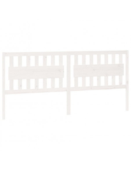 Testiera per Letto Bianca 205,5x4x100 cm Legno Massello di Pino