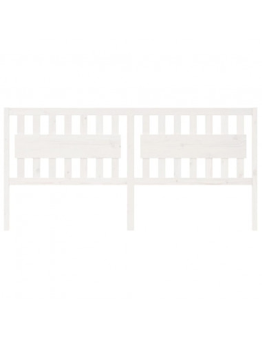 Testiera per Letto Bianca 205,5x4x100 cm Legno Massello di Pino