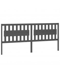 Testiera per Letto Grigia 205,5x4x100 cm Legno Massello di Pino 2