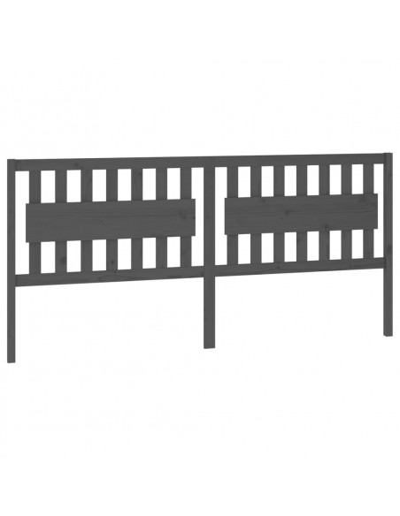Testiera per Letto Grigia 205,5x4x100 cm Legno Massello di Pino