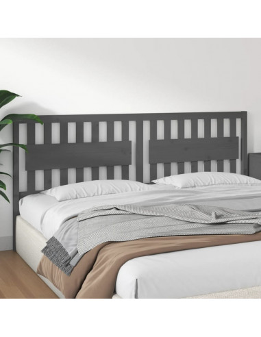 Testiera per Letto Grigia 205,5x4x100 cm Legno Massello di Pino