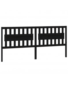Testiera per Letto Nera 205,5x4x100cm in Legno Massello di Pino 2