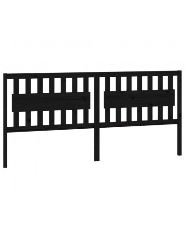 Testiera per Letto Nera 205,5x4x100cm in Legno Massello di Pino