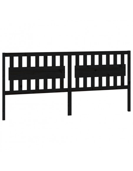 Testiera per Letto Nera 205,5x4x100cm in Legno Massello di Pino