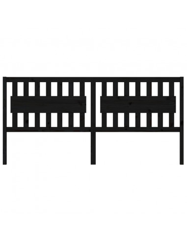 Testiera per Letto Nera 205,5x4x100cm in Legno Massello di Pino