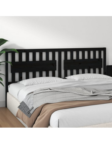 Testiera per Letto Nera 205,5x4x100cm in Legno Massello di Pino