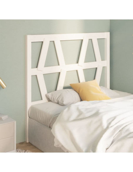 Testiera per Letto Bianca 96x4x100 cm in Legno Massello di Pino