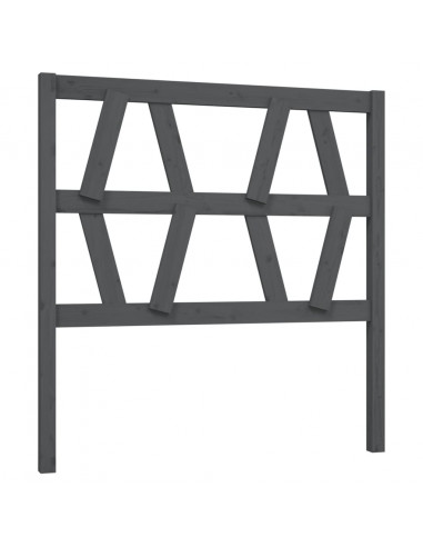Testiera per Letto Grigia 96x4x100 cm in Legno Massello di Pino