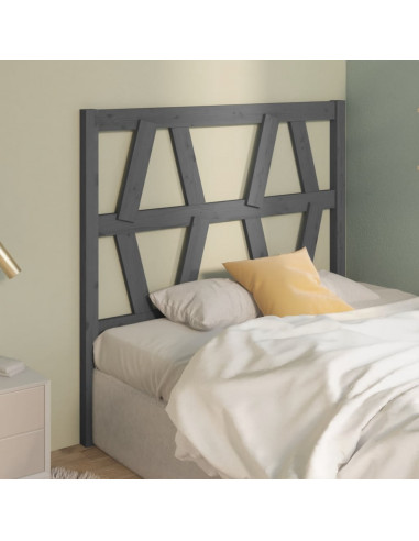 Testiera per Letto Grigia 96x4x100 cm in Legno Massello di Pino