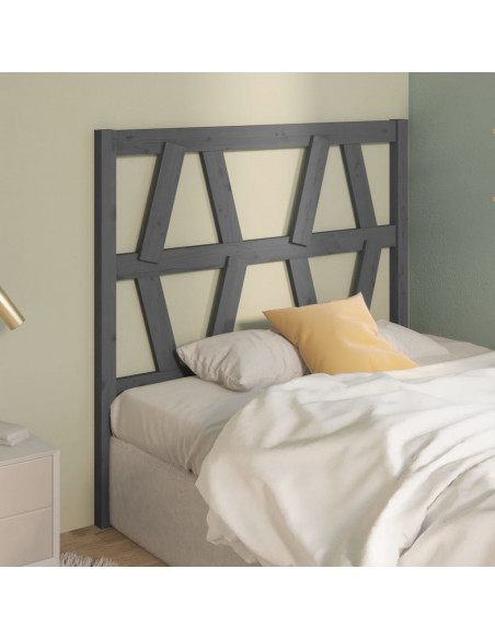 Testiera per Letto Grigia 106x4x100cm in Legno Massello di Pino