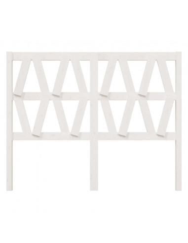 Testiera per Letto Bianca 126x4x100cm in Legno Massello di Pino